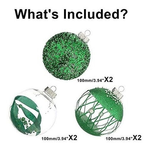 6 Bolas De Navidad Ps Xmasexp - 3 Diseños Verdes 10cm 1