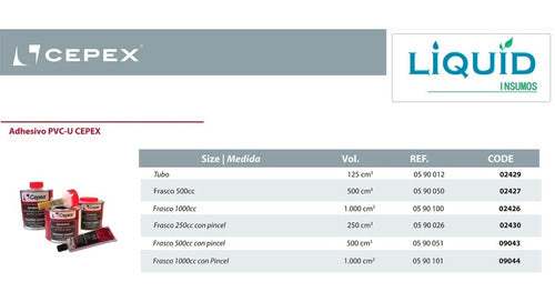 Cepex Adhesive Glue for PVC 500cc - With Brush 3