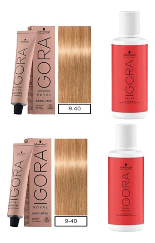 Schwarzkopf Igora Royal Absolutes 9-40 Kit 2 Hair Color + 2 60ml Oxidants 0