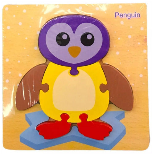 Pumy Puzzle Infantil Encastre 3D Madera Pinguino 5 Piezas 15x15cm 1