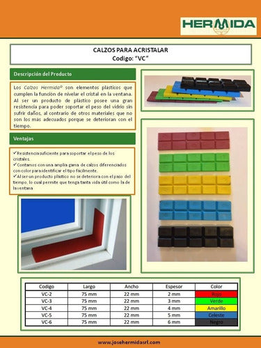 HERMIDA VC-6 Calzos Para Acristalamiento 6mm X 100ud 1