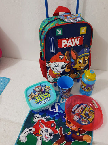 Paw Patrol Complete Set, Blue and Pink Wheeled Backpack 1