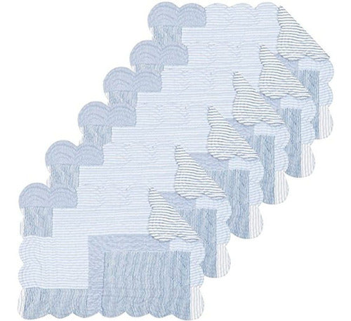 C&F Home Asher Stripe 13 X 19 Azul Costero Nautico Lago Placemat Set 1