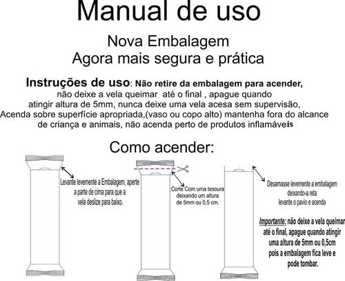 Vela Grossa Vermelha E Branca Bicolor 3 Unidades + Brinde 3