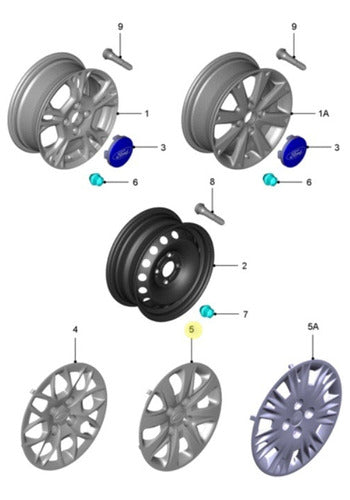 Ford Taza De Rueda Ka 2015/2018 Original 2