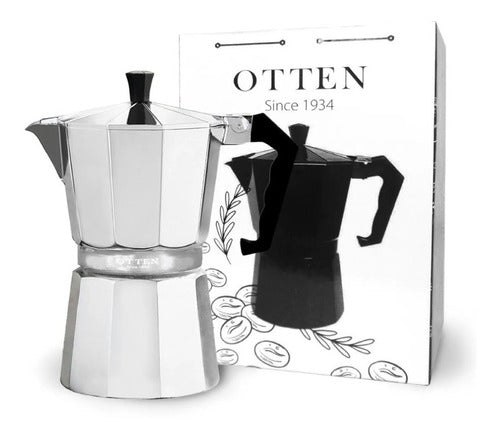 Italian Manual Aluminum Coffee Maker 6-Cup Otten 300ml 3