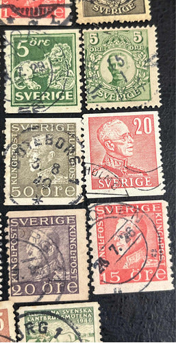 Sellos Correo Suecia Antiguo 29 Estampillas Suecas Fin S Xix 4