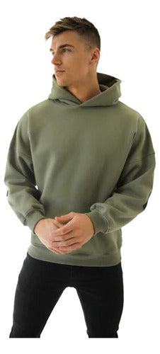 Men's Oversized Blue Hoodie Sweater - Friza Material 6