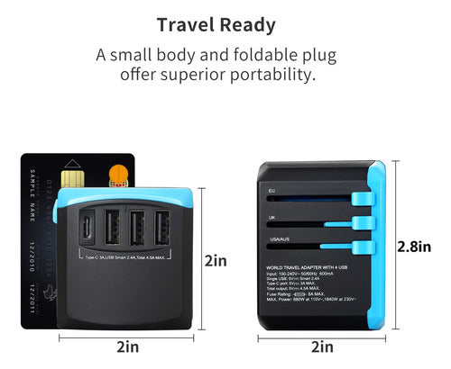 Adaptador De Corriente De Viaje Universal Usb Todo En Uno Co 4