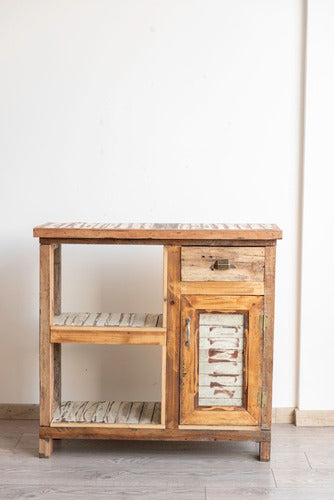 Vintage Decapitated Wood Side Table with 1 Drawer - Quick Delivery 2