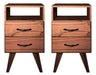 Sajo Retro Nightstand 2 Drawers Modern Wood Legs 0