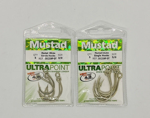 Mustad Inline Hook 3/0, Large. Ideal for Lures 1