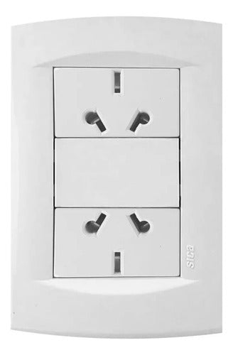 Sica Double Outlet Light Switch and Point Plug + Rectangular Box Combo Set 1