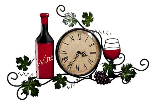 Fox Valley Traders Wall Clock with Wine Motif 0