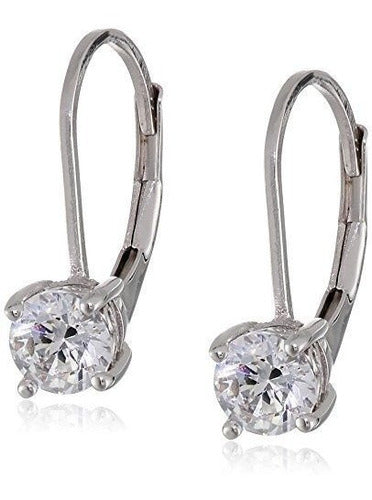 Aretes De Plata Esterlina Platinados Con Circonitas Swarovsk 0