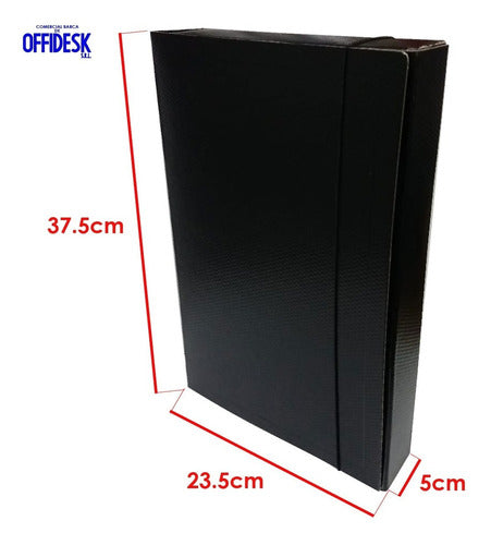 Pack of 10 Officio File Boxes with Elastic Spine 5cm - Black Fiber Type 3