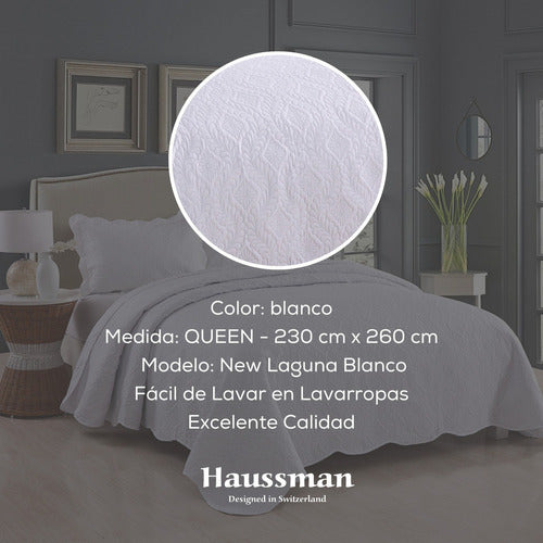 Haussman Cubrecamas Queen Blanco Cover 2 1/2 Plazas Con Funda Vip 2