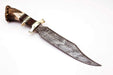 SkokieKnives Hunting Damascus Steel Knife with Deer Antler Handle 1