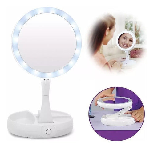 Tienda26 LED Lighted Makeup Mirror with Magnification, Portable and Foldable 0