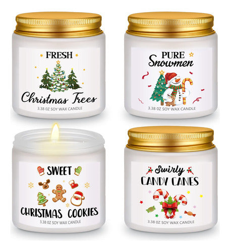 Juego De 4 Velas Perfumadas De Navidad, Velas De Soja Fresca 0