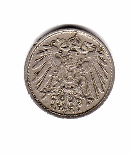 Alemania Imperio Moneda 5 Pfennig 1907 G Km#11 Escasa 1