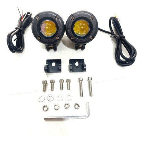 Juego Faros Led Auxiliares Lupa Flash Blanco/ambar +potencia 0