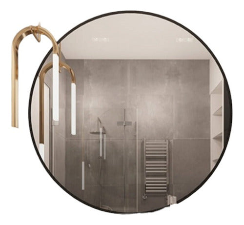 Circular 80 cm Iron Frame Mirror for Bathroom 0