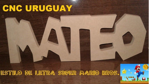 Mateo Estilo Mario Bros. - Letras En Madera Para Decoración 0