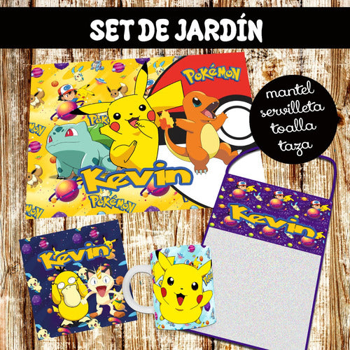 Garden Set - Pokemon Pikachu Tablecloth ~ Napkin ~ Towel ~ Mug 1