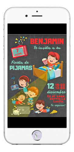 Birthday Invitation Digital Card Pajama Slumber Party 2