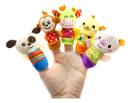 Atrapacuentos Titere Dedo Set Animales Selva Peluche X5 Cuento Juego 5