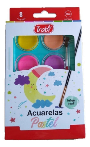 School Watercolor Trabi Set X8 Pastel Colors 0