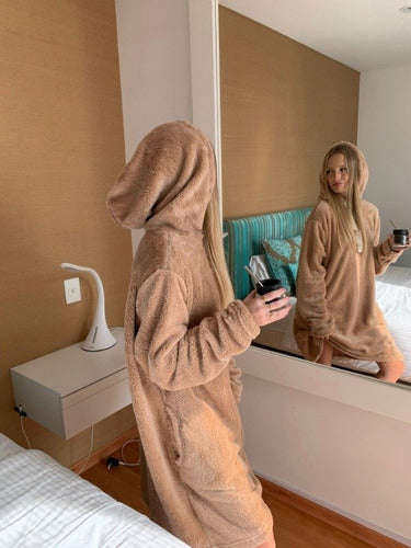 Maxi Teddy Sheepskin Double-Sided Plush Pajama Hoodie 46