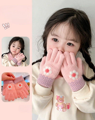 Fancy House Winter Gloves for Kids - Super Soft Flower Print 2