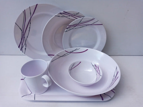 Plastic Ware Violet Melamine Dinnerware Set for 4 People - 22 Pieces 1