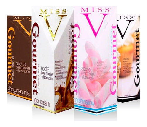 Miss V Combo Kit Aceite Intimo X4 Sabor Cupcake Licor Cream 0