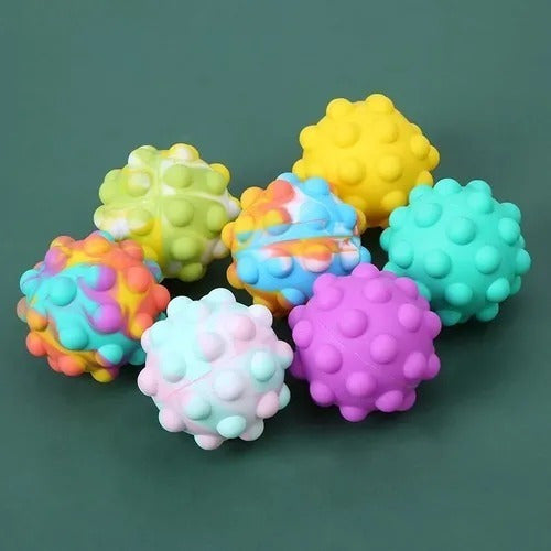 Popit Pop It Ball Squishy Fidget Toy Multicolor Rainbow X3 1