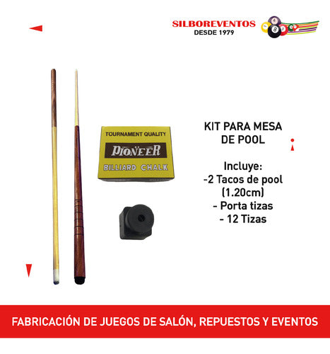 Kit 2 Tacos Pool Profesional 1.20m + Tizas X12 + Portatizas 1