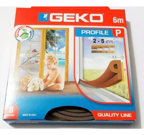 Door/Window Draught Excluder White and Brown Profile P Geko Italy 7