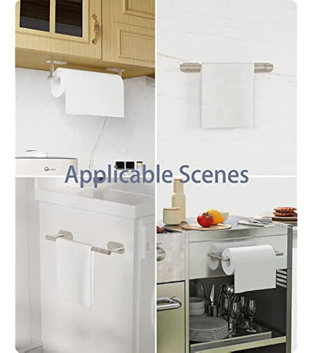 Wzkaly Paper Towel Holder, Adhesive Under-Cabinet Towel Rack 4