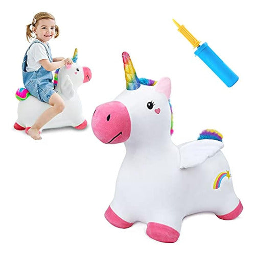 iPlay, iLearn Bouncy Pals Unicorn Hopping Horse Plush, Outdoor & Indoor Ride 0