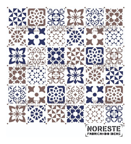 Stencil Pattern Mix Tiles Wall Floor AZJ630 Noreste Ideas 2