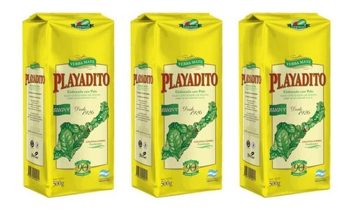 Playadito Suave Pack X3u Yerba Mate Sin TACC 500g 0