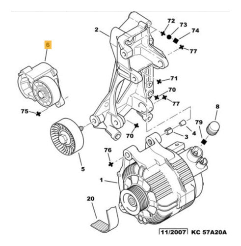 Tensor Movil De Correa Poly-v Peugeot 206 307 407 2.0 16v 1