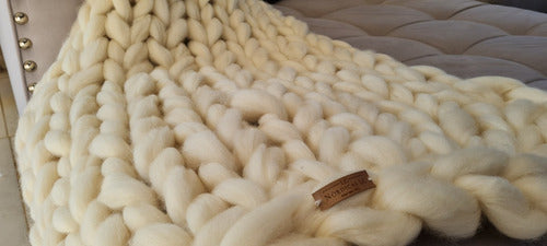 Handcrafted Natural Nordic Style XXL Merino Wool Blanket 16