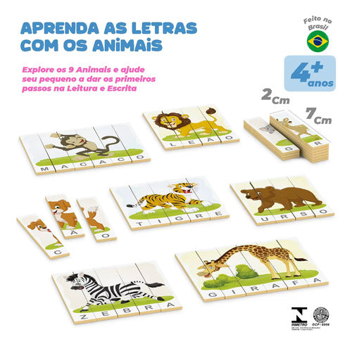 Soletrar Animais Jogo De Alfabetização Madeira 42 Peças 2