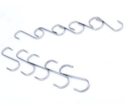 10 Pcs Stainless Flat S En Forma De Ganchos Colgantes Percha 2