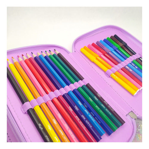 Complete Simball 2 Tier Pencil Case with 46 School Supplies 3