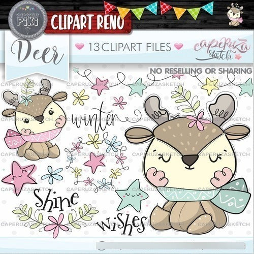 HD Clipart Pack Cute Winter Baby Deer Hood 2