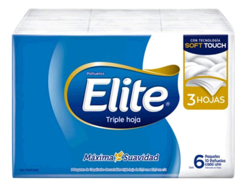 Elite Disposable Pocket Tissues Triple Ply 6 Packs 10 Units 0
